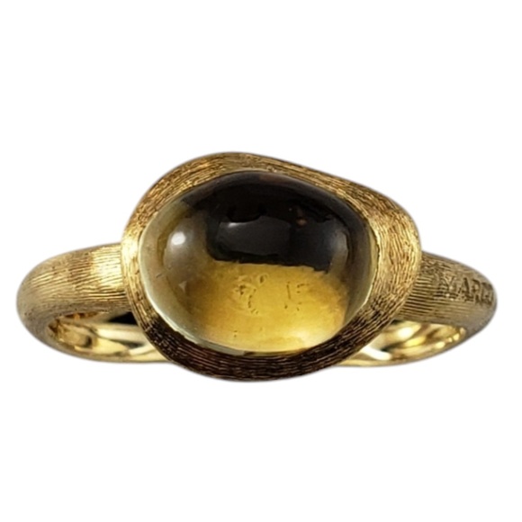 Marco Bicego 18K Yellow Gold Cabochon Citrine Jaipur Frame Ring Size 7.5 #20326 - Picture 1 of 8